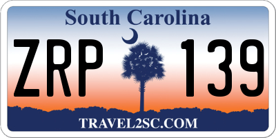 SC license plate ZRP139