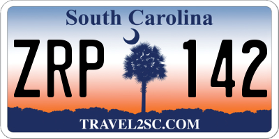 SC license plate ZRP142