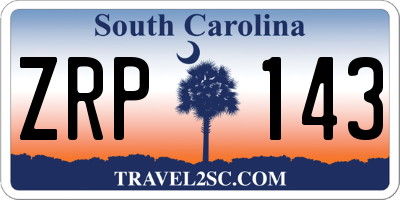 SC license plate ZRP143