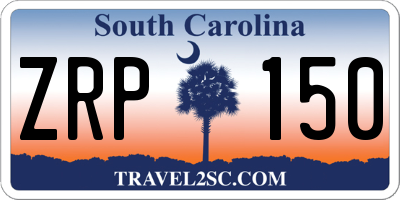 SC license plate ZRP150