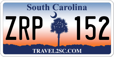 SC license plate ZRP152
