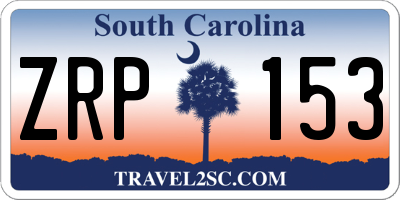 SC license plate ZRP153