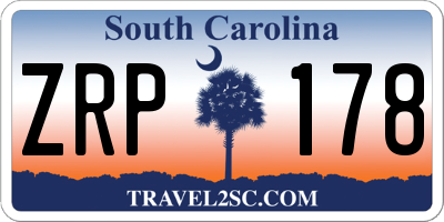 SC license plate ZRP178