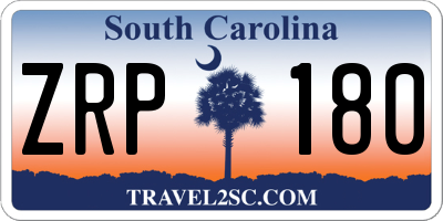 SC license plate ZRP180
