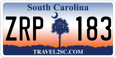 SC license plate ZRP183