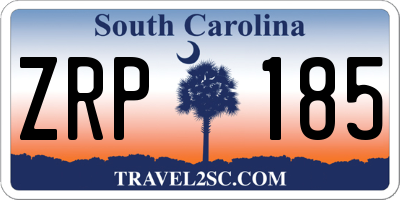 SC license plate ZRP185