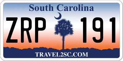 SC license plate ZRP191