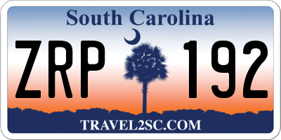 SC license plate ZRP192