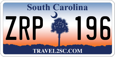 SC license plate ZRP196