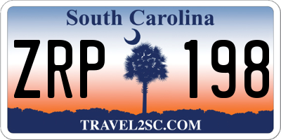 SC license plate ZRP198