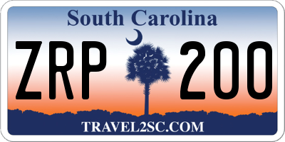 SC license plate ZRP200