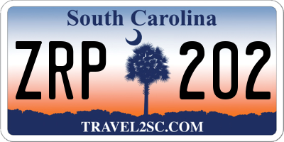 SC license plate ZRP202