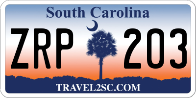 SC license plate ZRP203