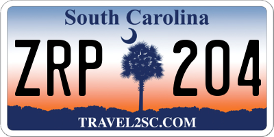 SC license plate ZRP204