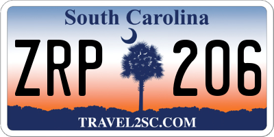SC license plate ZRP206