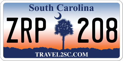 SC license plate ZRP208