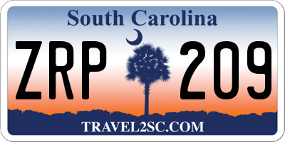SC license plate ZRP209