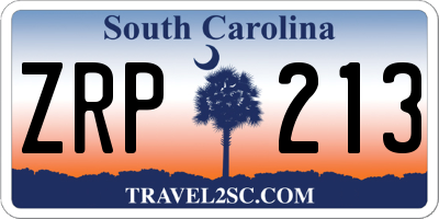 SC license plate ZRP213