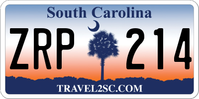 SC license plate ZRP214