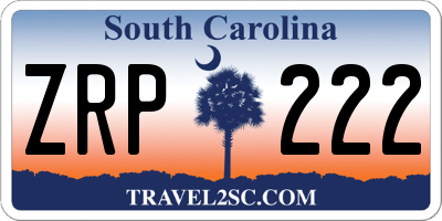 SC license plate ZRP222