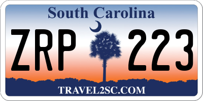 SC license plate ZRP223