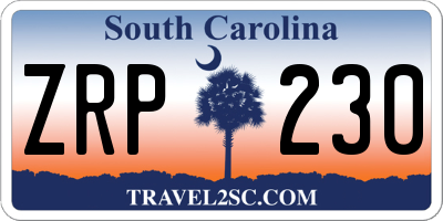 SC license plate ZRP230