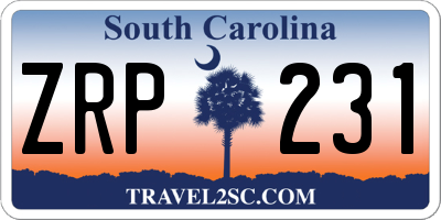 SC license plate ZRP231