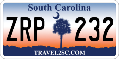 SC license plate ZRP232