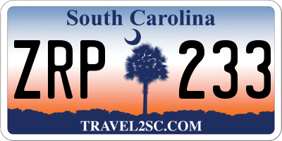 SC license plate ZRP233