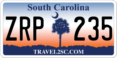 SC license plate ZRP235