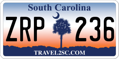 SC license plate ZRP236