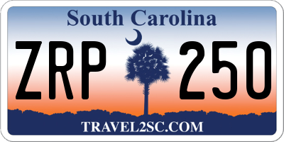 SC license plate ZRP250