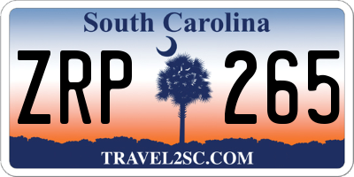 SC license plate ZRP265
