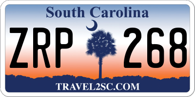 SC license plate ZRP268