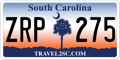 SC license plate ZRP275