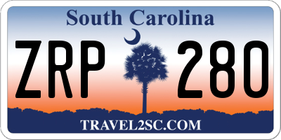 SC license plate ZRP280