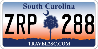 SC license plate ZRP288