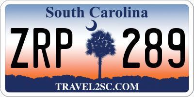 SC license plate ZRP289