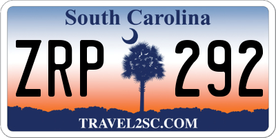 SC license plate ZRP292