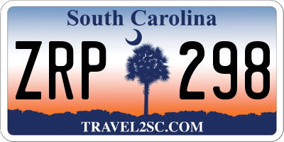SC license plate ZRP298