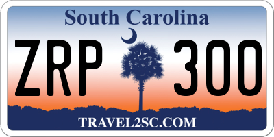 SC license plate ZRP300