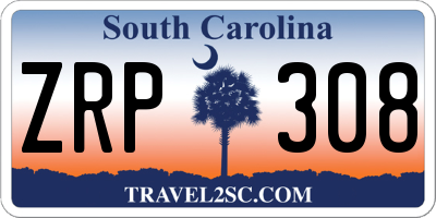 SC license plate ZRP308