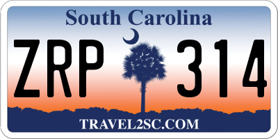 SC license plate ZRP314