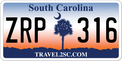 SC license plate ZRP316