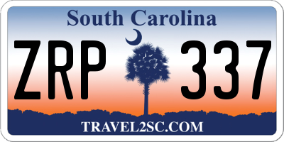 SC license plate ZRP337