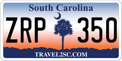 SC license plate ZRP350