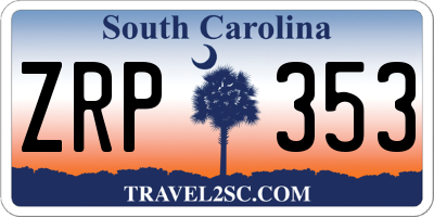 SC license plate ZRP353