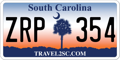 SC license plate ZRP354