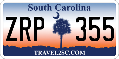 SC license plate ZRP355