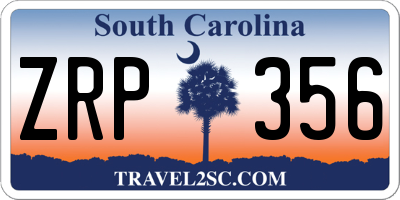 SC license plate ZRP356